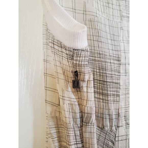 Deca de Vous a Nous Paris White Geometric Lines Lagenlook Midi Dress, Size Small - Picture 12 of 13